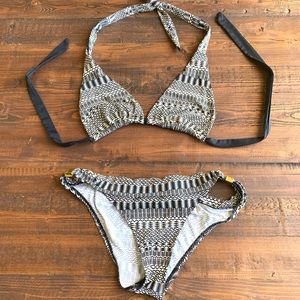Skye Tribal Bikini Sz S Black Ivory Cream